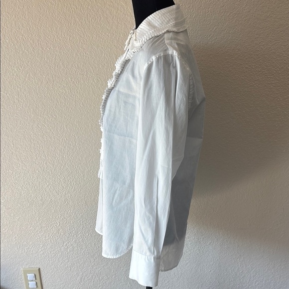 $225 Rebecca Taylor 100% Cotton White Pleated Front Button Down Blouse 0039 - Picture 9 of 11